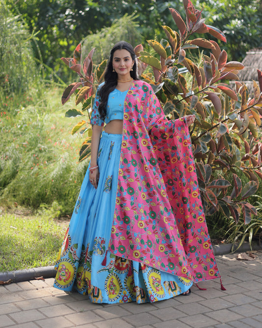Sky Blue Color Dola Silk Designer Lehenga Choli