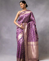Purple Color Banarasi Jacquard Soft Silk Saree
