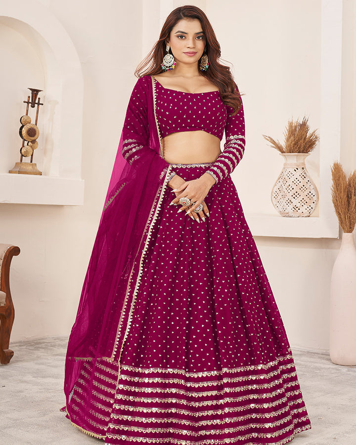 Pink Color Georgette Embroidered Lehenga Choli With Net Dupatta