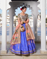 Blue Color Jacquard silk Half Saree