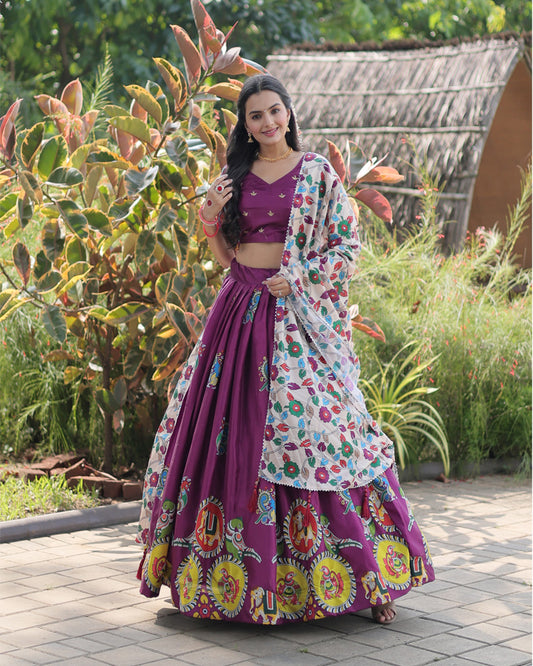 Wine Color Dola Silk Designer Lehenga Choli