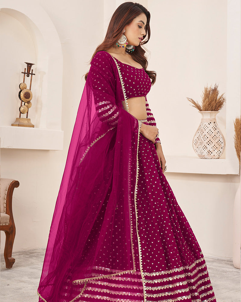 Pink Color Georgette Embroidered Lehenga Choli With Net Dupatta