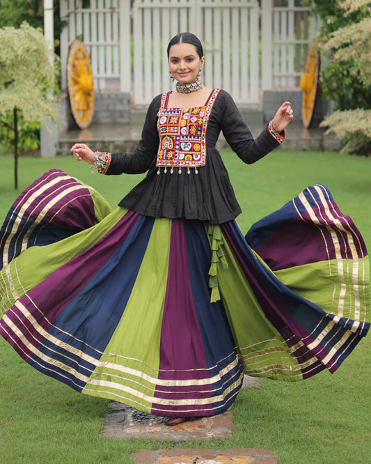 Parrot Wine Color Pure Cotton Navratri Lehenga Choli