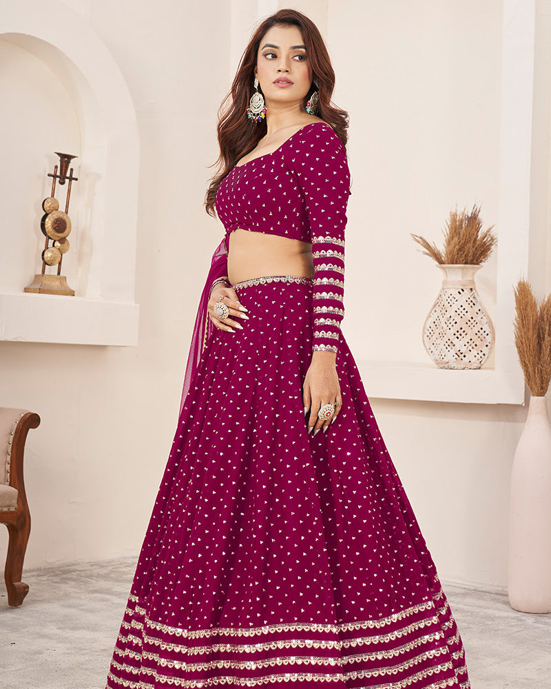 Pink Color Georgette Embroidered Lehenga Choli With Net Dupatta