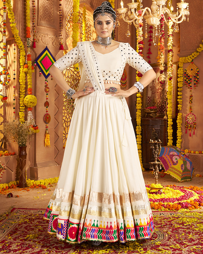 White Navratri Lehenga Choli With Stunning Embroidery