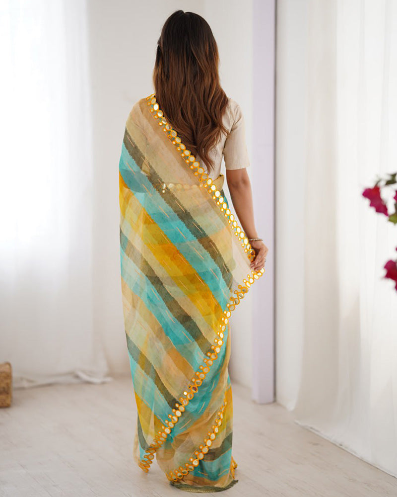 Yellow Color Heavy Smooth Chiffon Saree