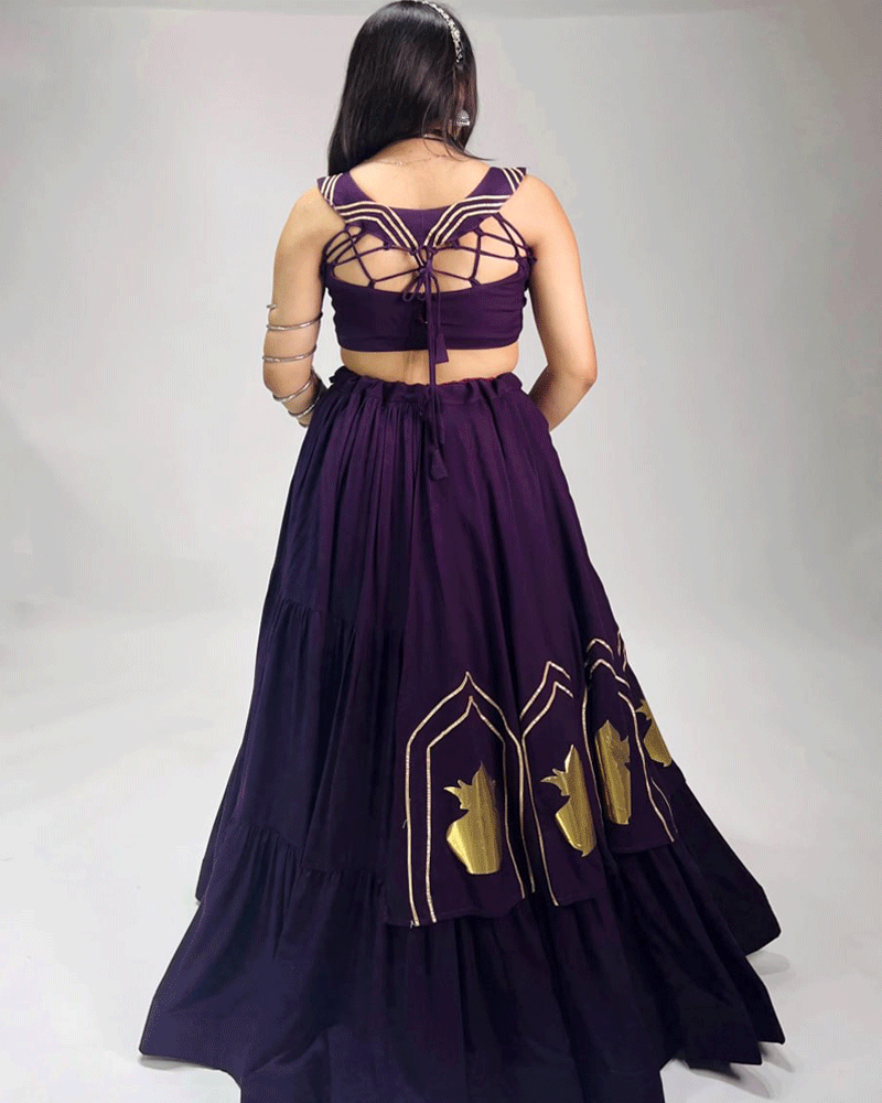 Four Color Beautiful Pure Rayon Cotton Navratri Lehenga Choli Set