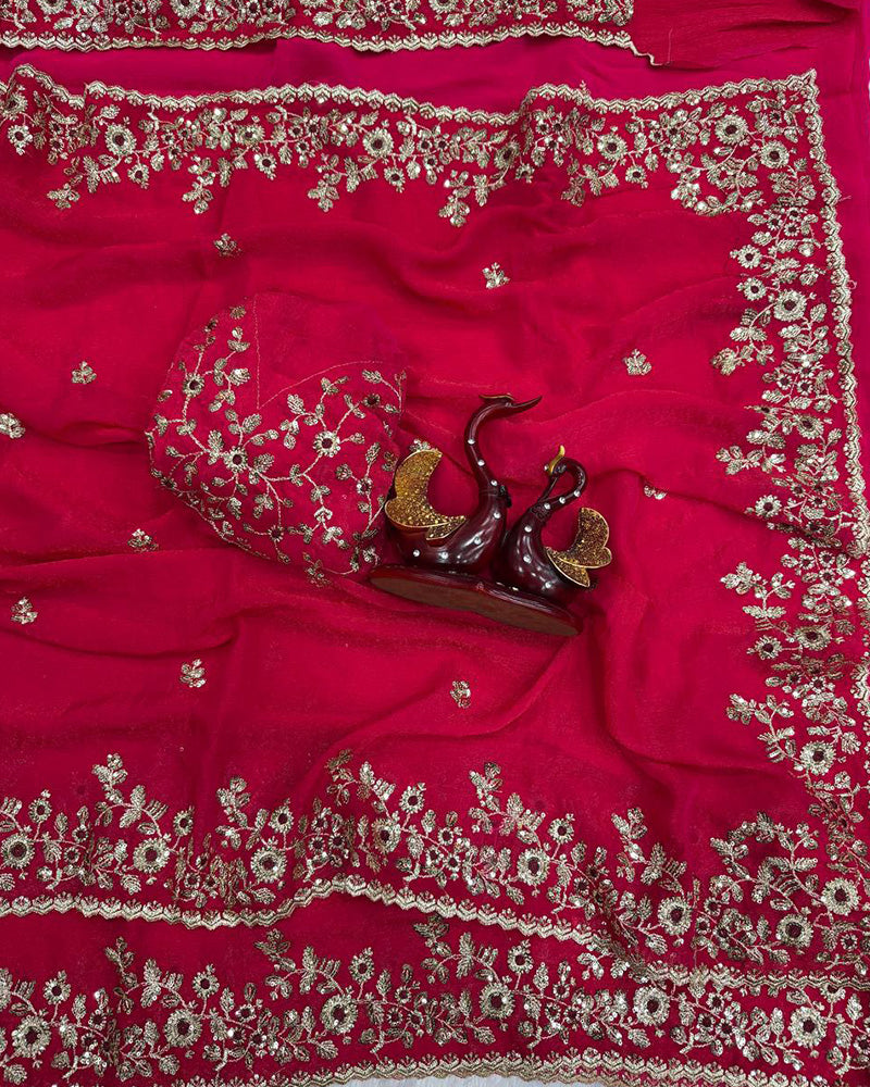 Vandana Kholiya In Brown Color Fendi Chiffon Sequence Embroidered Saree