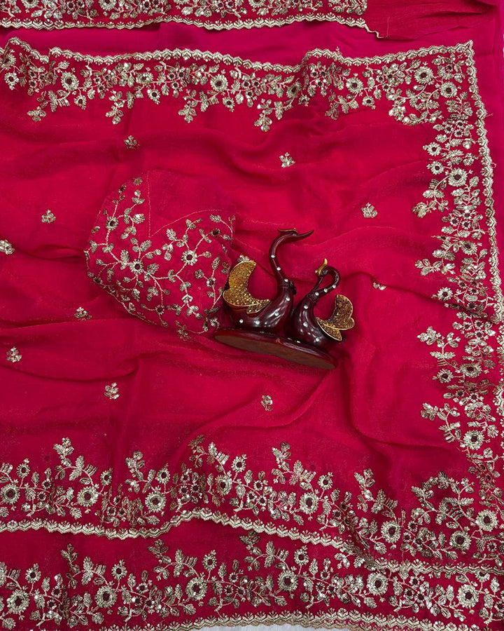 Vandana Kholiya In Brown Color Fendi Chiffon Sequence Embroidered Saree