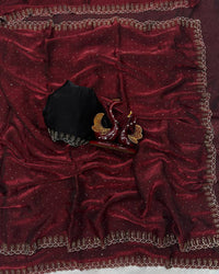 Lavender Color Space Silk Sequence Embroidered Saree