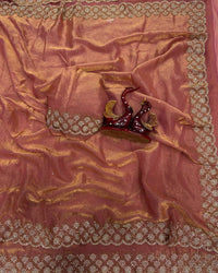 Grey Color Space Silk Embroidered Saree