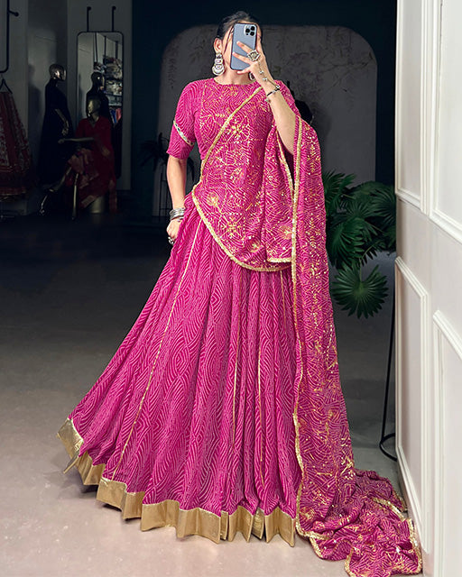 Pink Color Georgette Navratri Lehenga Choli