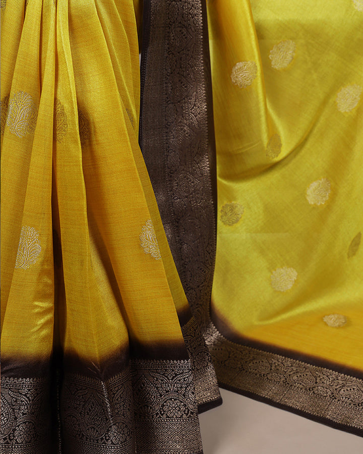 Bright Yellow Color Rumali Silk Zari Weaving Saree