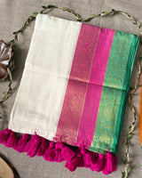 Elegance White Color Mal Cotton Kanchivaram Saree