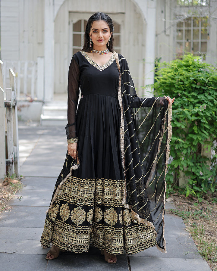 Black Color Designer Fully Stitched Anarkali Gown