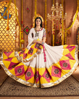 White Viscose Cotton Embroidered Navratri Chaniya Choli