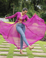 Wine Color Georgette Laheriya Print Navratri Kurti