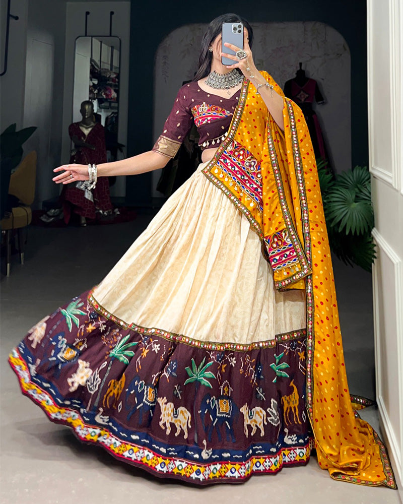 Wine Color Dola Silk Navratri Lehenga Choli