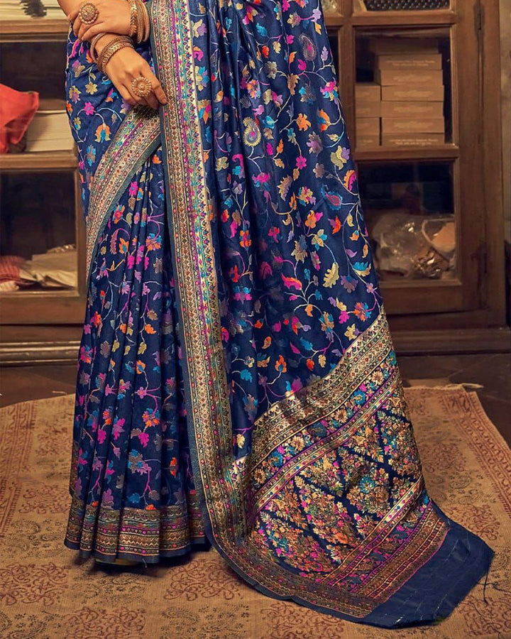 Heavy designer Blue Colour Banarsi Soft Silk Saree