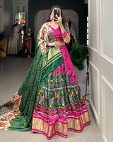Pink Color Gaji Silk Digital Printed Lehenga Choli