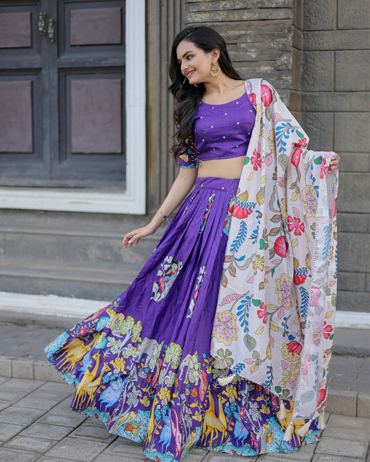Purple And white Color Designer Printed Lehenga Choli