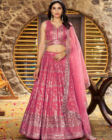 Peach Color Dola Silk Jacquard Lehenga Choli