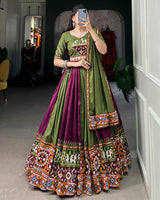 Wine Color Rayon Printed Navratri Lehenga Choli