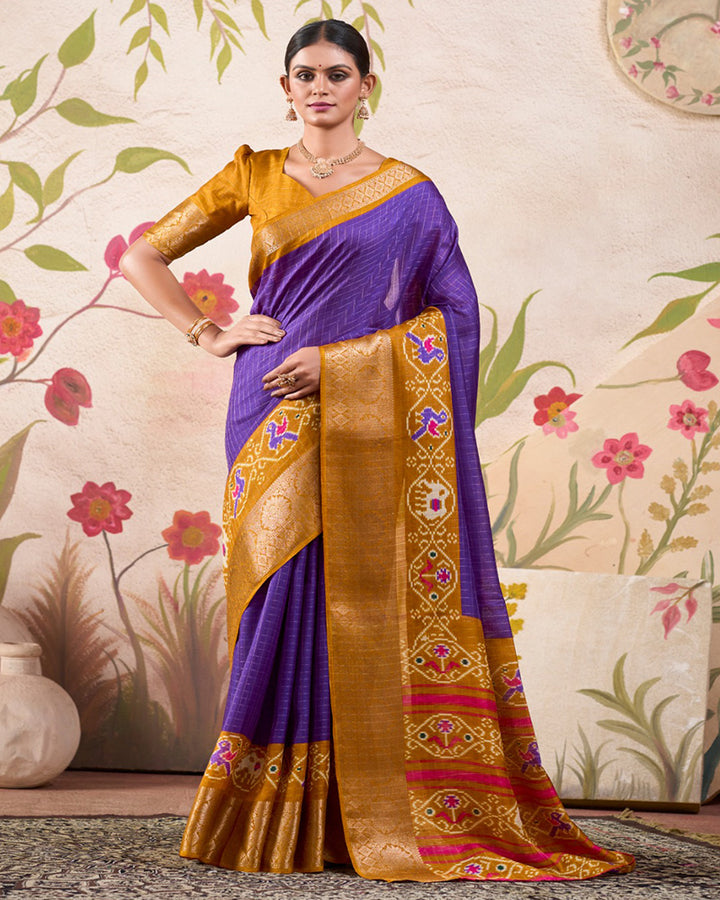 Purple Color Tussar Chex Saree