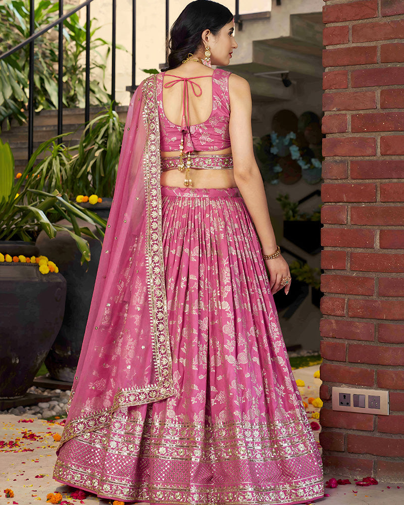 Pink Color Dola Silk Jacquard Lehenga Choli