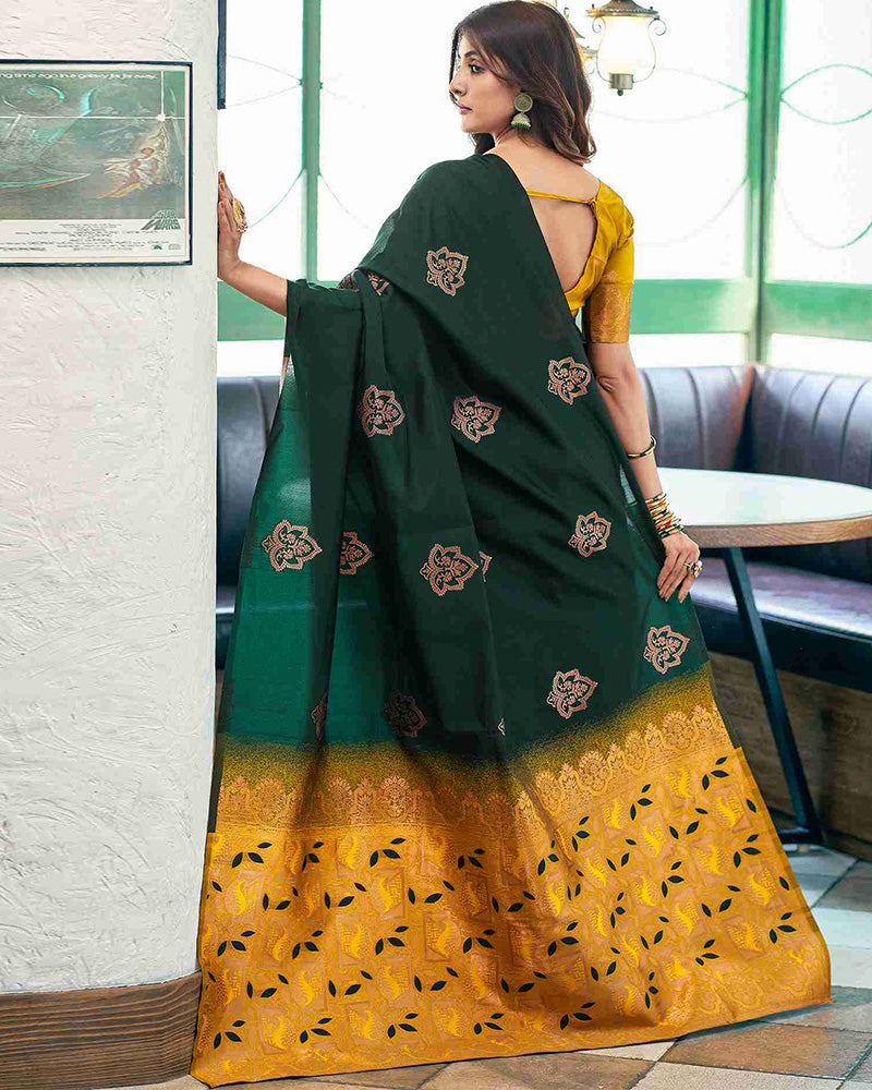 Green Color Banarasi Jacquard Soft Silk Saree