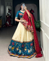 Firozi Color Dola Silk Navratri Lehenga Choli