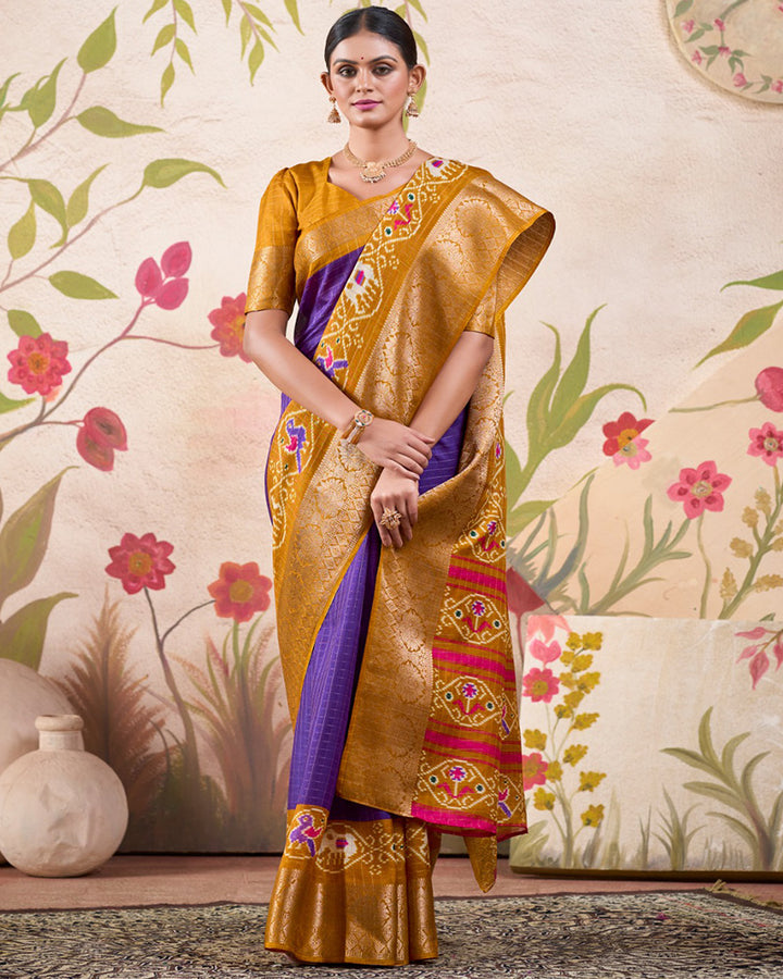 Purple Color Tussar Chex Saree