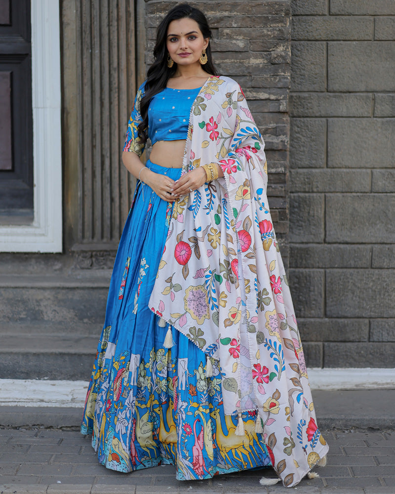 Sky Blue And white Color Designer Printed Lehenga Choli