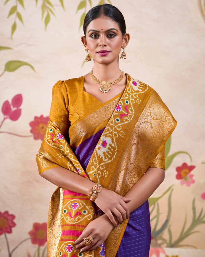 Purple Color Tussar Chex Saree