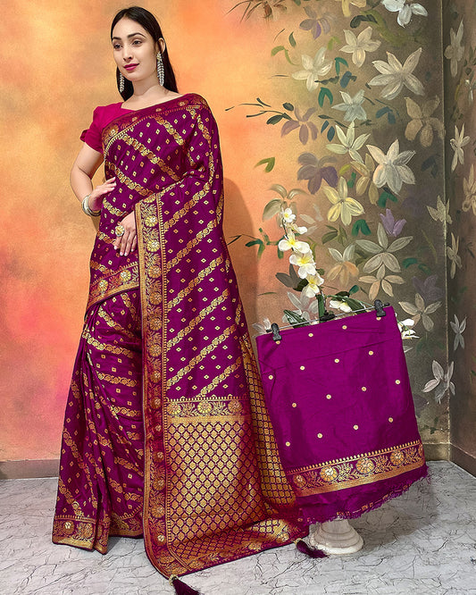 Wine Color Viscose Dolla Silk Saree