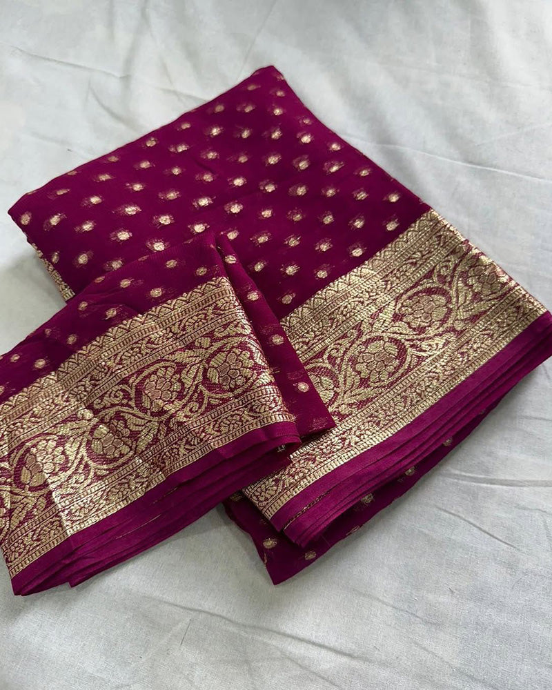 Orange Color Pure Viscose Georgette Saree