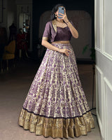Luvender Color Tasar Silk Viscose Printed Lehenga Choli