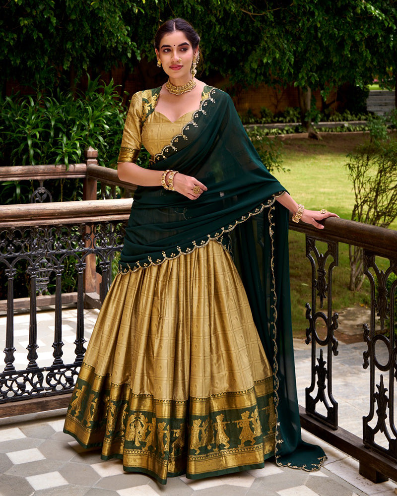 Cream Color Poly Cotton Half Saree