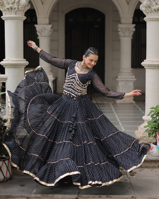 Black Color Soft Georgette Navratri Lehenga Choli