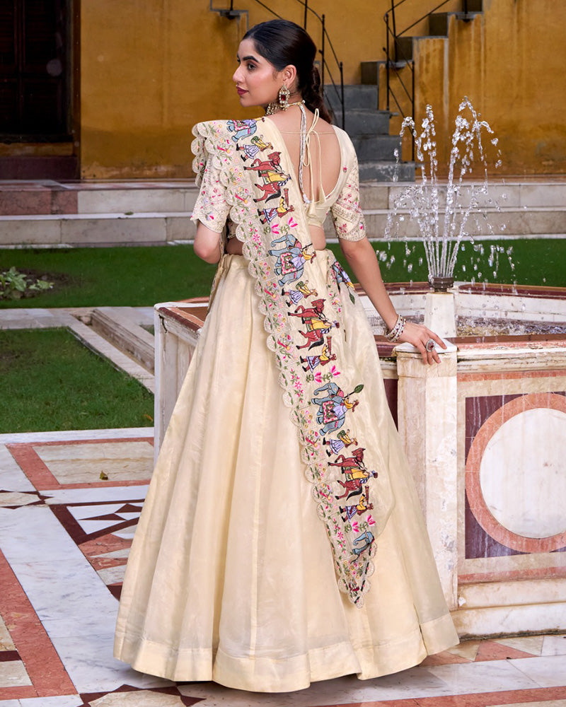 Off-White Color Raspberry Lehenga Choli