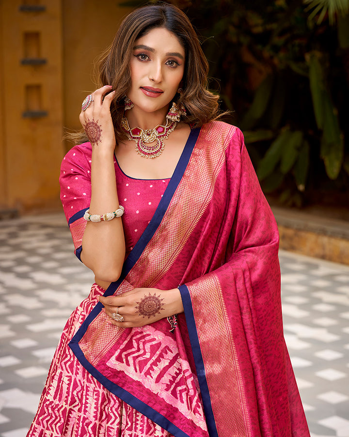 Gajari Color Dola Silk Batik Printed Lehenga Choli