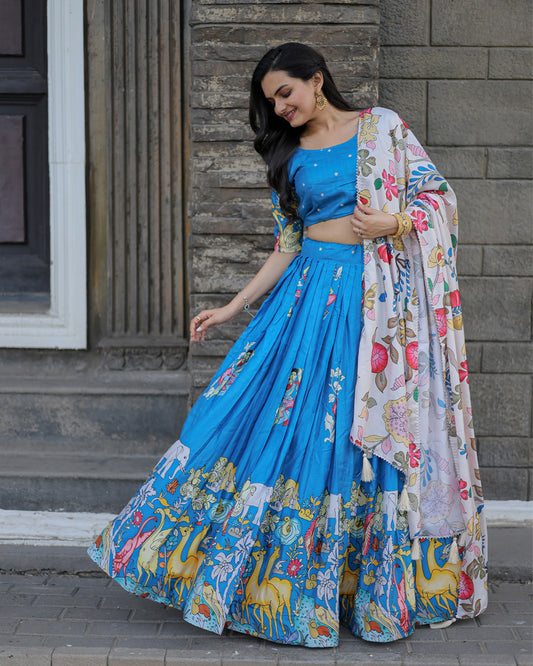 Sky Blue And white Color Designer Printed Lehenga Choli