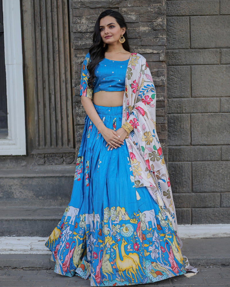 Sky Blue And white Color Designer Printed Lehenga Choli