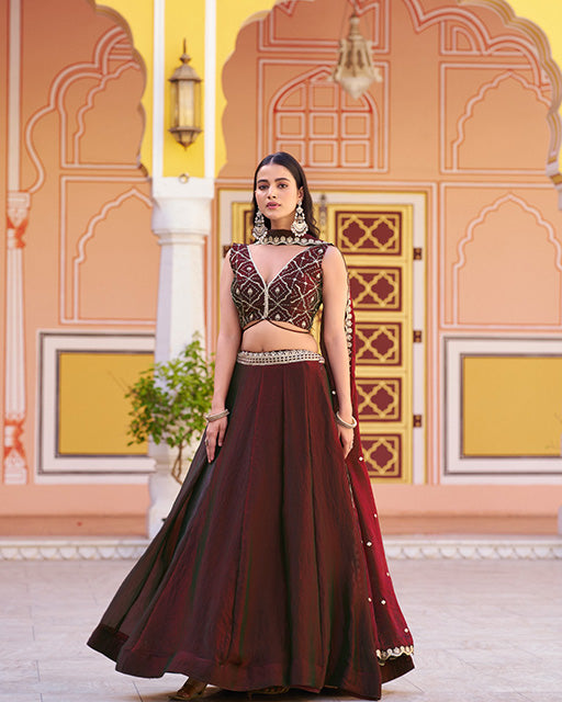 Maroon Color Fendi Embroidered Lehenga Choli