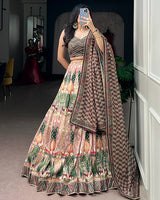 Brown Color Vaishali Silk Gota Patti Lehenga Set