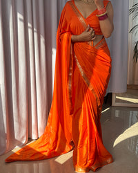Orange Color Mysore Crepe Saree