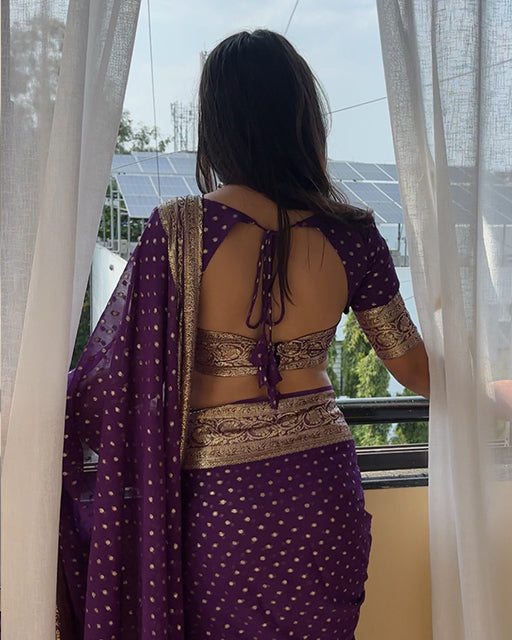 Purple Color Pure Georgette Viscose Saree