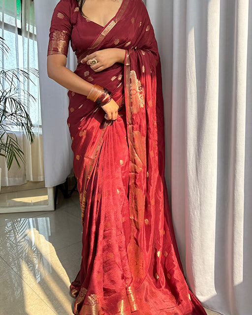 Brown Color Muslin Silk Shaded Saree