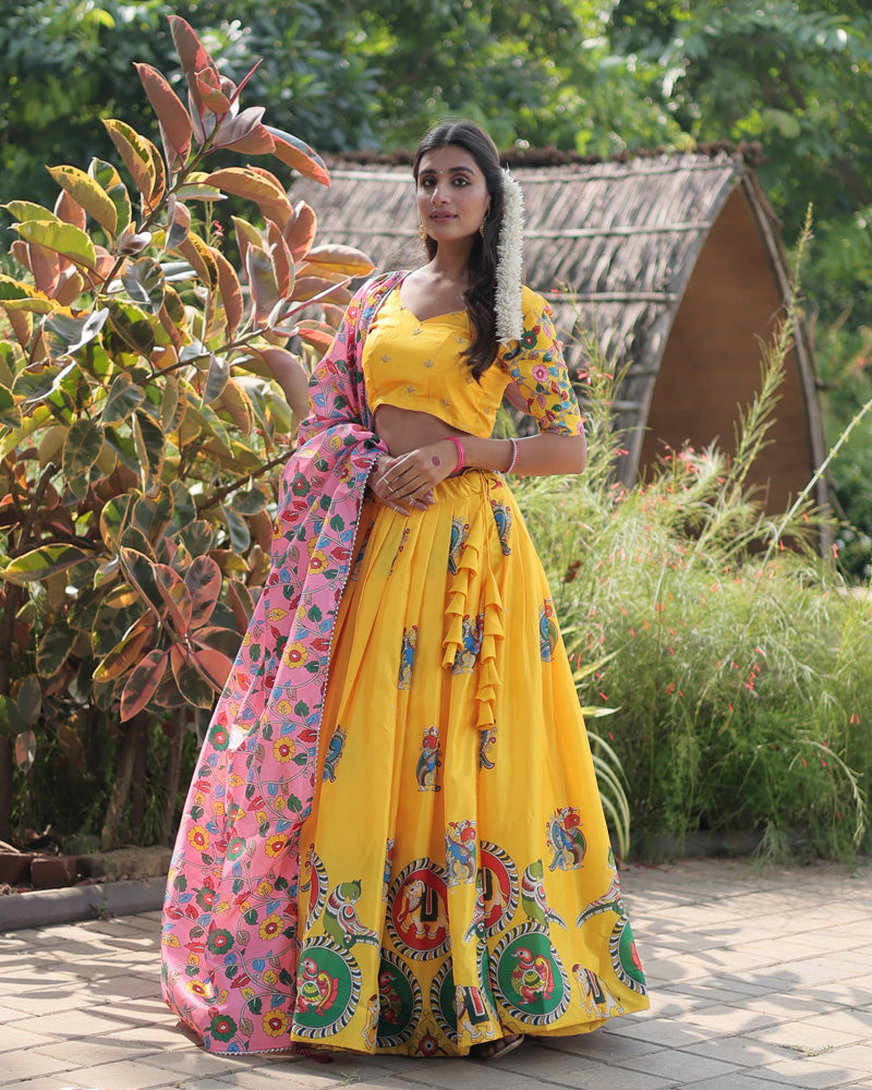 Yellow Color Dola Silk Designer Lehenga Choli