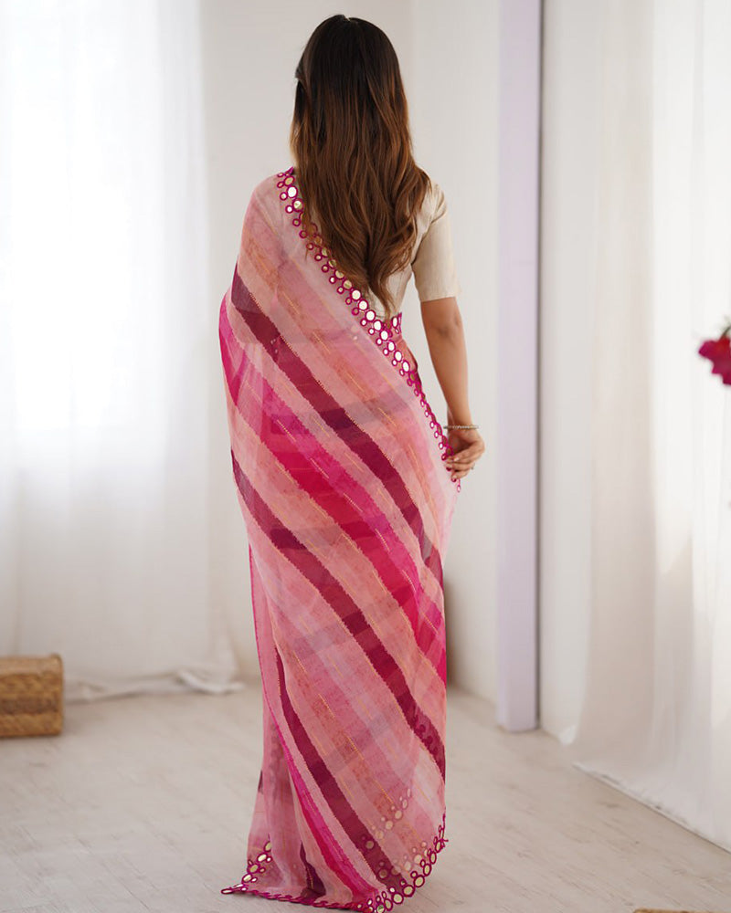 Baby Pink Color Heavy Smooth Chiffon Saree